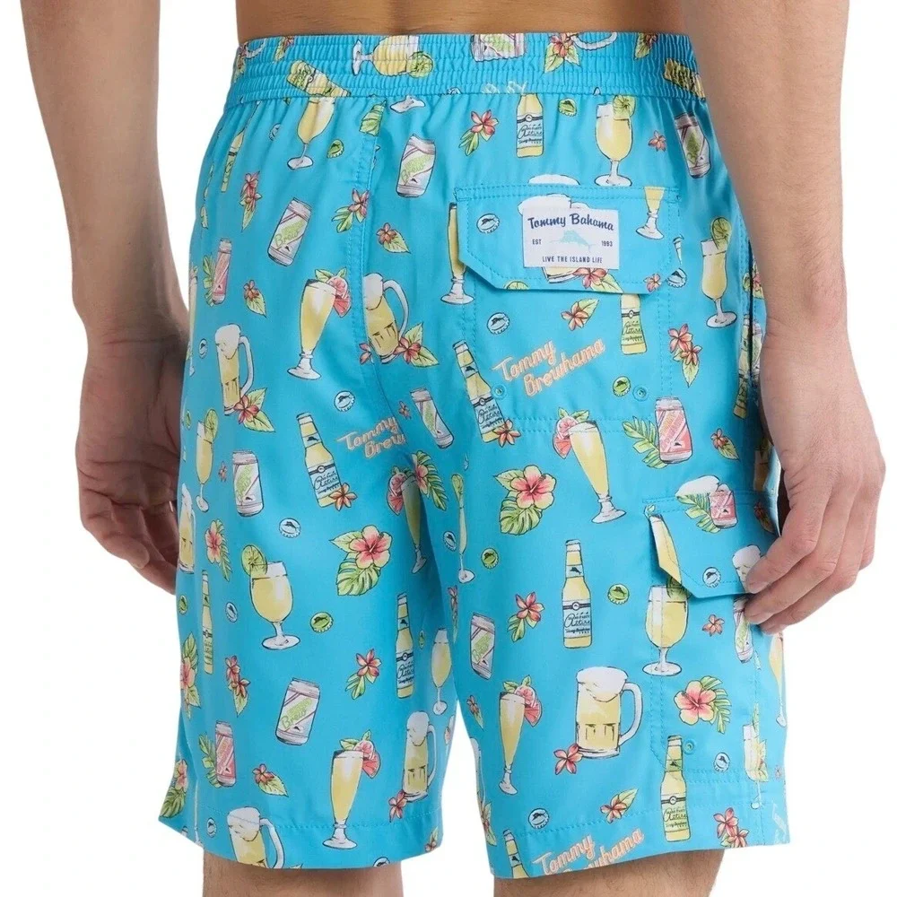 Tommy Bahama‎ Baja Tommy Brewhama Blue Beer Print Swim Trunks 3XLT Boardshorts
